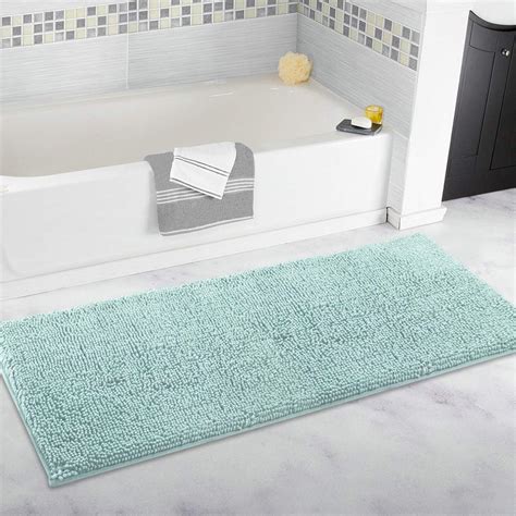 ITSOFT Non-Slip Shaggy Chenille Bath Mat Soft Microfibers Bathroom Rug with Water Absorbent ...