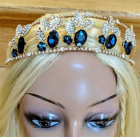 Anne Boleyn Tudors Sapphire Rhinestone Gold Tiara Crown | Etsy