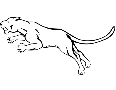 White Background Vector Illustration Of A Lion Leaping In Anger Vector, Print, Angry, Art PNG ...