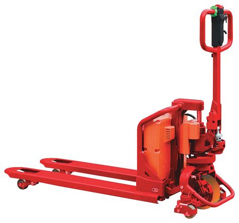 DAYTON Manual-Lift/Powered-Drive Pallet Jack, 3,300 lb Load Capacity, 70 in x 27 in x 52 in ...