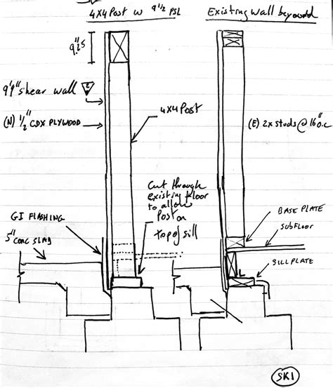 framing - Loading Bearing Post Siting on Top of Base Plate/Rim Joist or ...