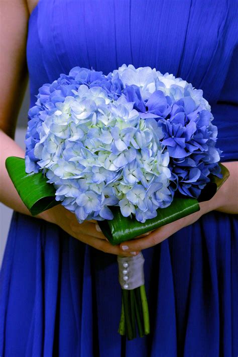 wedding bouquets with hydrangeas | Deep Blue Wedding Bridesmaid Bouquet; Dark and Light Blue Hy ...