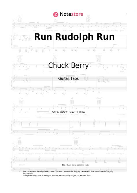 Chuck Berry - Run Rudolph Run chords, guitar tabs on Note-Store.com | Guitar.Tabs SKU GTA0100694