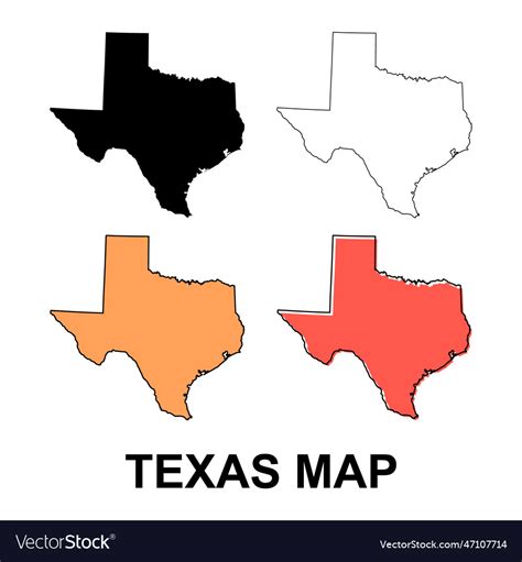 Set of texas map shape united states of america Vector Image