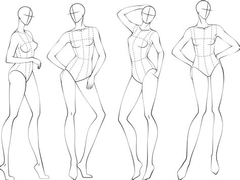 Female Fashion Figure Croquis Pack Template For Fashion Illustration By ...