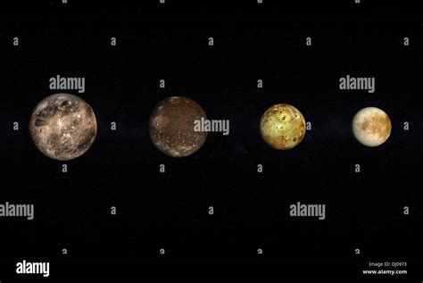 A rendered size comparison of the Jupiter Moons Ganymede, Callisto, Io ...