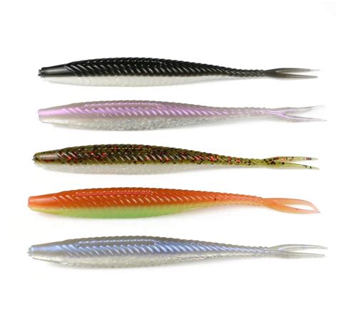 5Pcs Split Tail Soft Fishing Bait 12cm 7g Double Colors Silicone Bait Soft Grub Bait Bass Fish ...