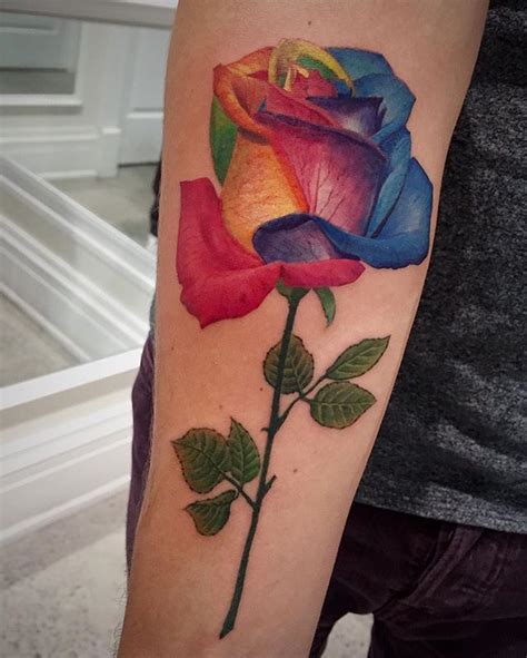 🌈🌈🌈 | Watercolor rose tattoos, Rainbow tattoos, Colorful rose tattoos