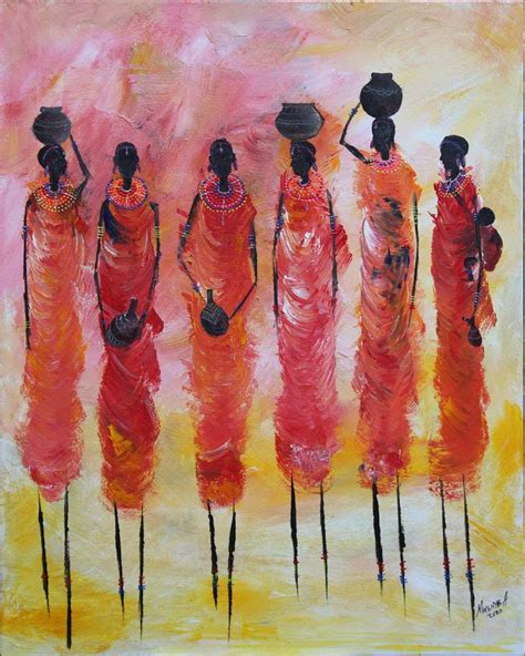 Masai Women Daily life Painting by Art By Abu | Saatchi Art