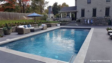 Colored Concrete Pool Deck with Contrasting Coping | Pools backyard ...