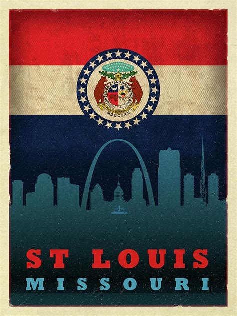 St Louis City Skyline State Flag Of Missouri Mixed Media by Design ...