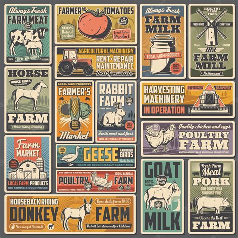 Premium Vector | Agriculture and farm retro posters