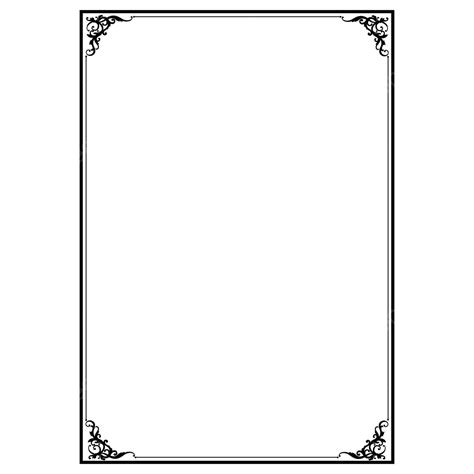 Floral Border A4 PNG Transparent, Simple Frame Black Border Floral A4 Paper, Border A4, Paper ...