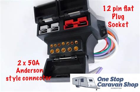 Mini Combo - Trailer Socket 12 pin Plug & Dual 50A Anderson Plug Connector | One Stop Caravan Shop