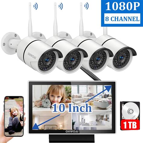 Wireless Security Camera System with Monitor,OHWOAI Home Surveillance ...