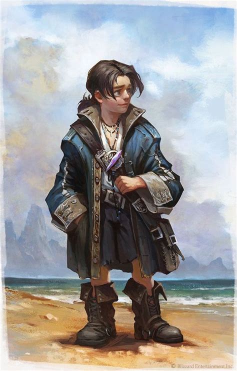 Halfling, male, mage, white, blue, bag, брюнет Male Character, Fantasy Character Art, Character ...