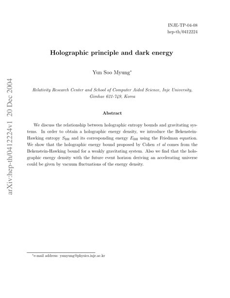 (PDF) Holographic principle and dark energy