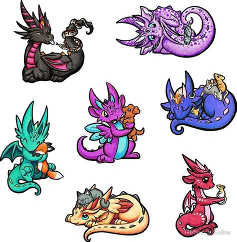 Dragons with Pets Sticker by Rebecca Golins | Dragon artwork, Baby dragons drawing, Dragon drawing