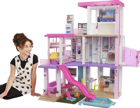 Buy Barbie Dreamhouse Doll House Playset House with 75+ Accesssories Wheelchair Accessible ...