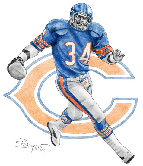 Walter Payton Chicago Bears Football Pencil Drawing 11x14 - Etsy