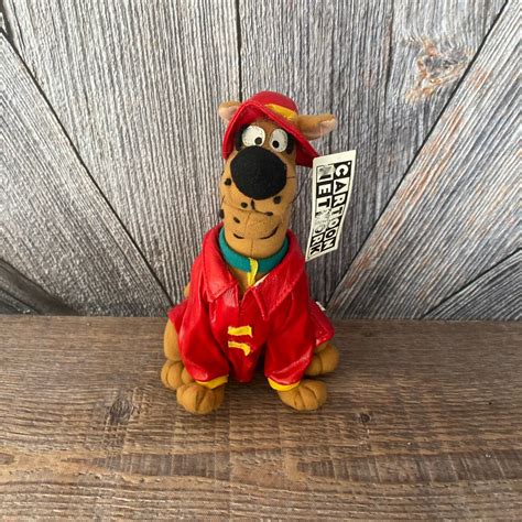 Vintage Scooby Doo Plush 1990s Cartoon Network Fireman 9 Inch ORIGINAL 90 Toy Stuffed Animal Dog ...