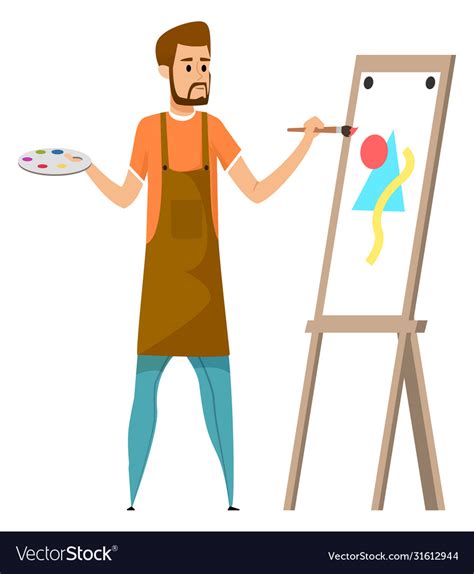 Man painting picture watercolor paints isolated Vector Image