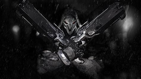 Reaper in the Rain: Overwatch HD Wallpaper