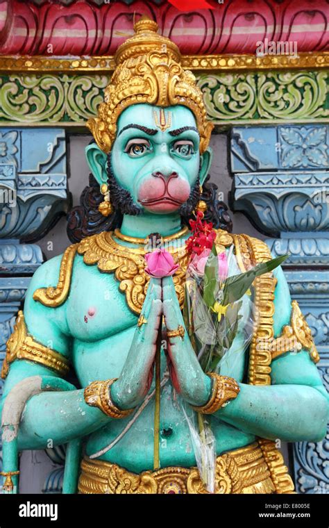 Statue of the Hindu Monkey God Hanuman, Sri Krishna Bagawan Temple in Singapore, Republic of ...