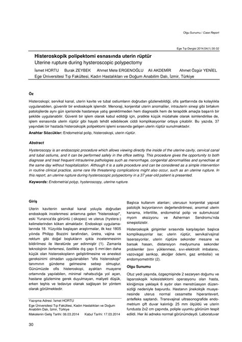 (PDF) Uterine rupture during hysteroscopic polypectomy