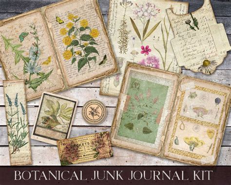 Vintage Botanical Junk Journal Kit Floral Journal Kit - Etsy