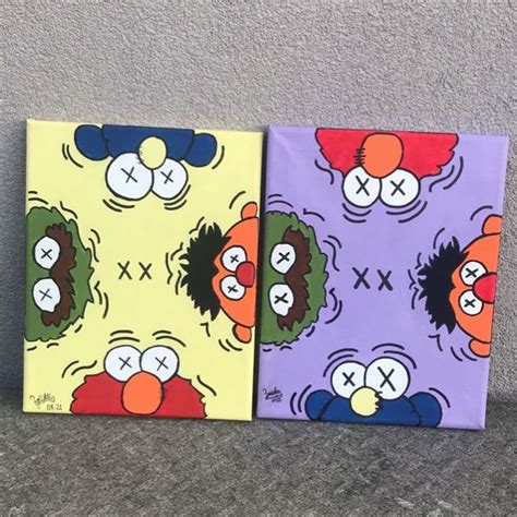 Kaws x Sesame Street | Canvas painting designs, Diy canvas art, Canvas painting projects