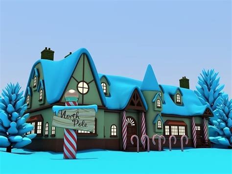 North Pole Santas Workshop Christmas Village 3D model | CGTrader