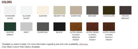 Chi Garage Doors Color Chart