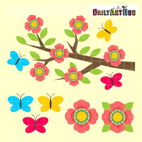 Spring Blossoms Clip Art Set – Daily Art Hub // Graphics, Alphabets & SVG