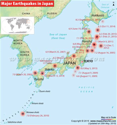 Japan Earthquakes Map, Areas Affected by Earthquakes in Japan