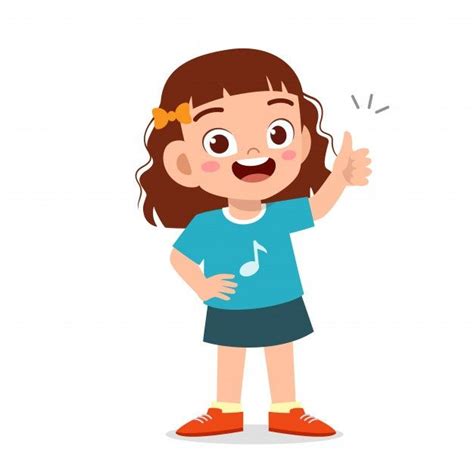 Premium Vector | Happy cute kid girl with thumb up | Cartoon kids, Cute ...