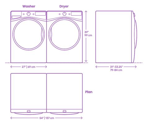 Whirlpool Front Load Washer & Dryer Dimensions & Drawings | Dimensions.com