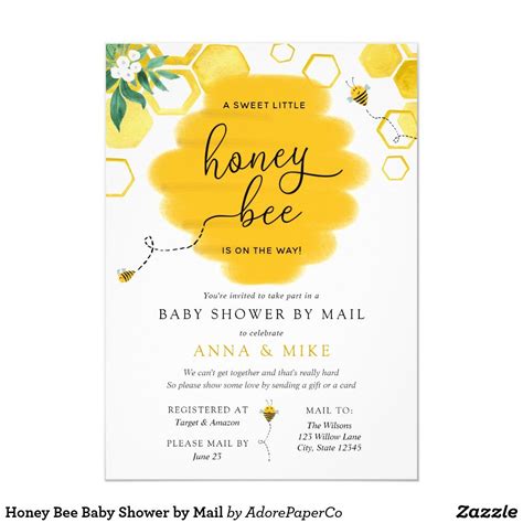 Honey Bee Baby Shower by Mail Invitation | Zazzle.com in 2020 | Bee baby shower, Honey bee baby ...