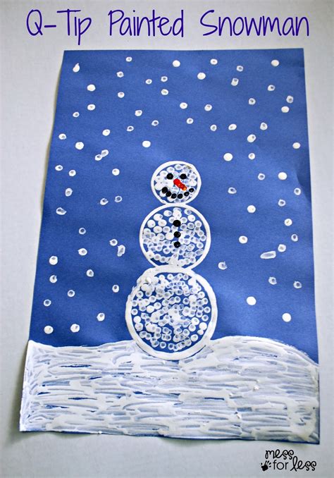 Q-Tip Painted Snowman Craft | Mess For Less