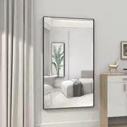 Oversized Modern Rectangle Bathroom Mirror Black Frame - Temu