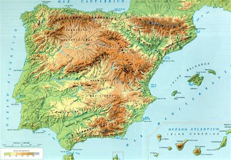 Mapa físico de la península Ibérica - GEOCRONOS