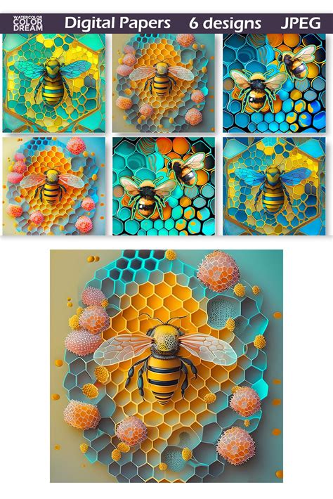 Honeycomb Bee Illustration | Bee Digital Paper