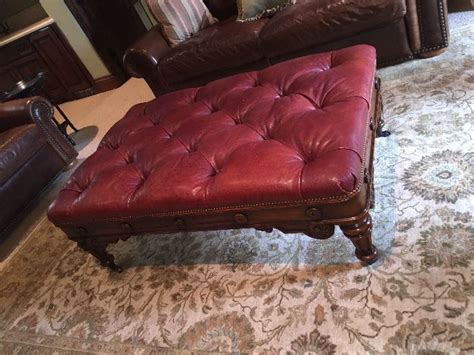 Tufted red leather ottoman | Leather ottoman, Red leather, Ottoman