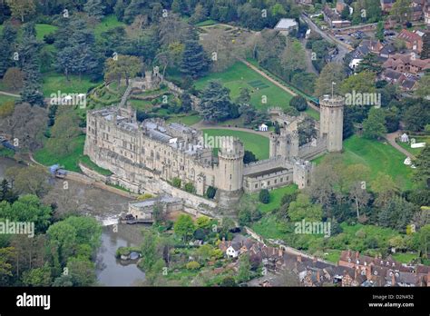 Aerial photograph of Warwick Castle Stock Photo - Alamy