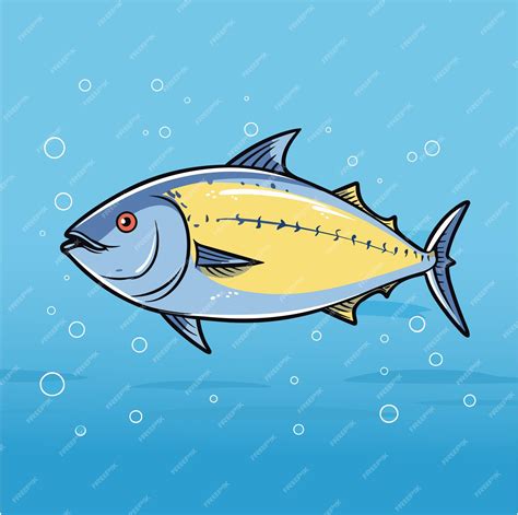 Premium Vector | Cute tuna fish underwater cartoon vector illustration