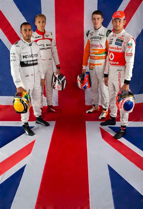 British F1 drivers 2013. Lewis Hamilton, Max Chilton, Paul Di Resta ...