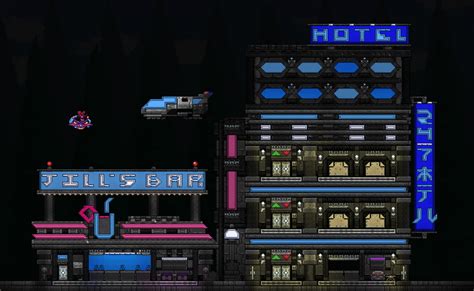 My attempt on a cyberpunk themed build. : Terraria