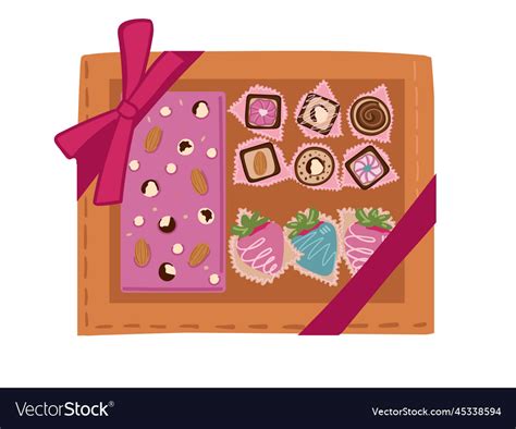 A box of chocolates as gift Royalty Free Vector Image