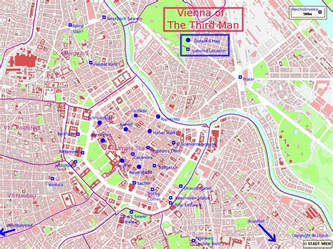 Map of the central part of Vienna. Map central part of Vienna city ...