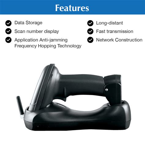 Wireless Barcode Scanner with Charging Base & Built-in Rechargeable Battery